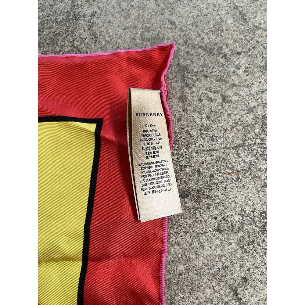 Burberry Women Scarf 100% Silk NWT Multicolor London‎ Printed - Picture 5 of 7